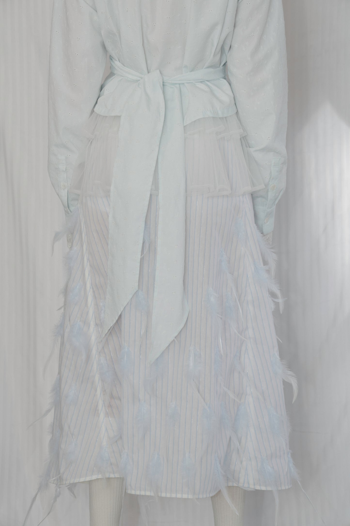 Feather Stripe Midi Skirt