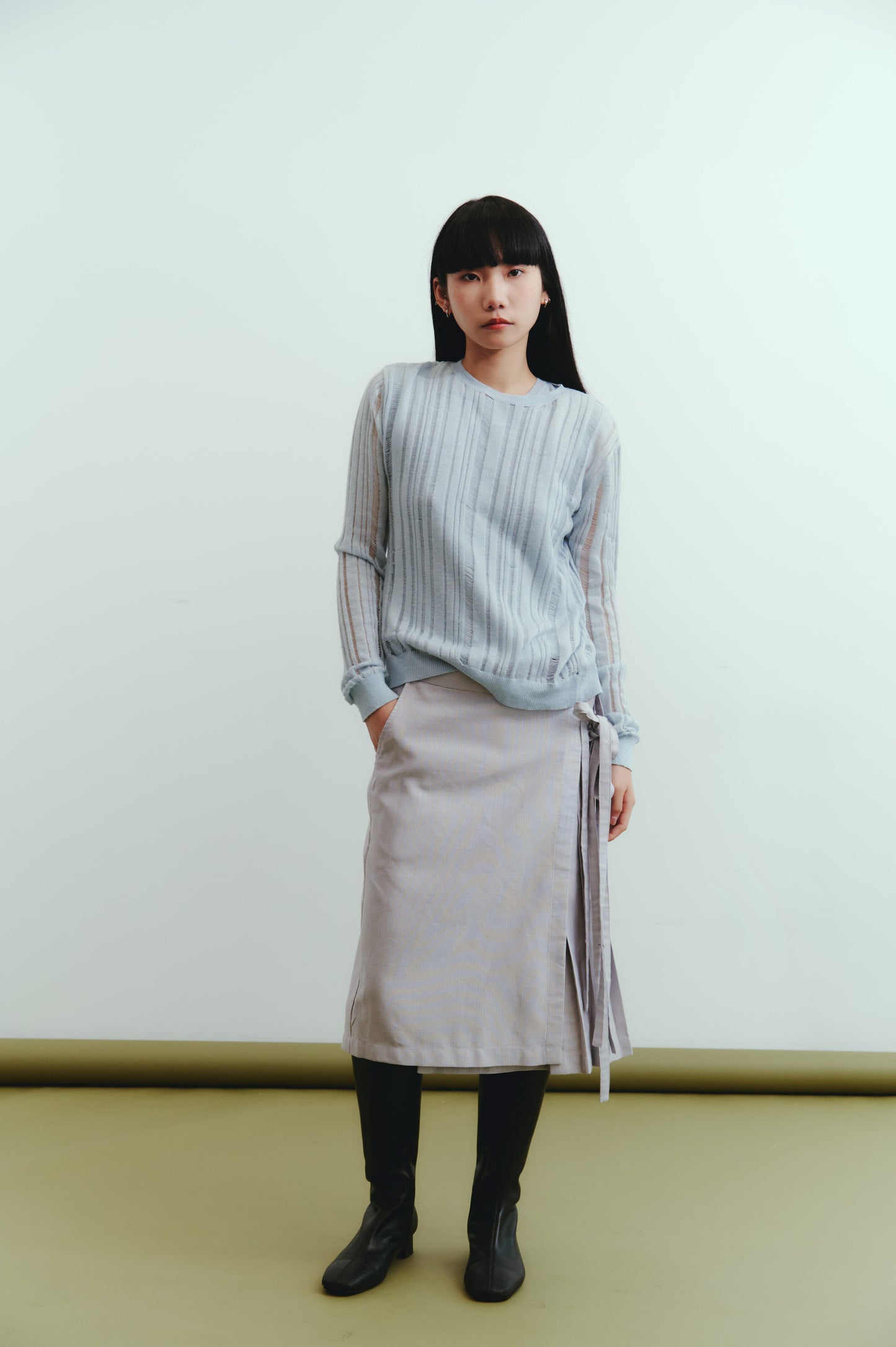 Pleated apron skirt