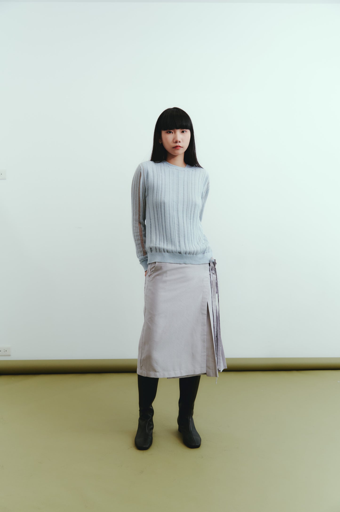 Pleated apron skirt