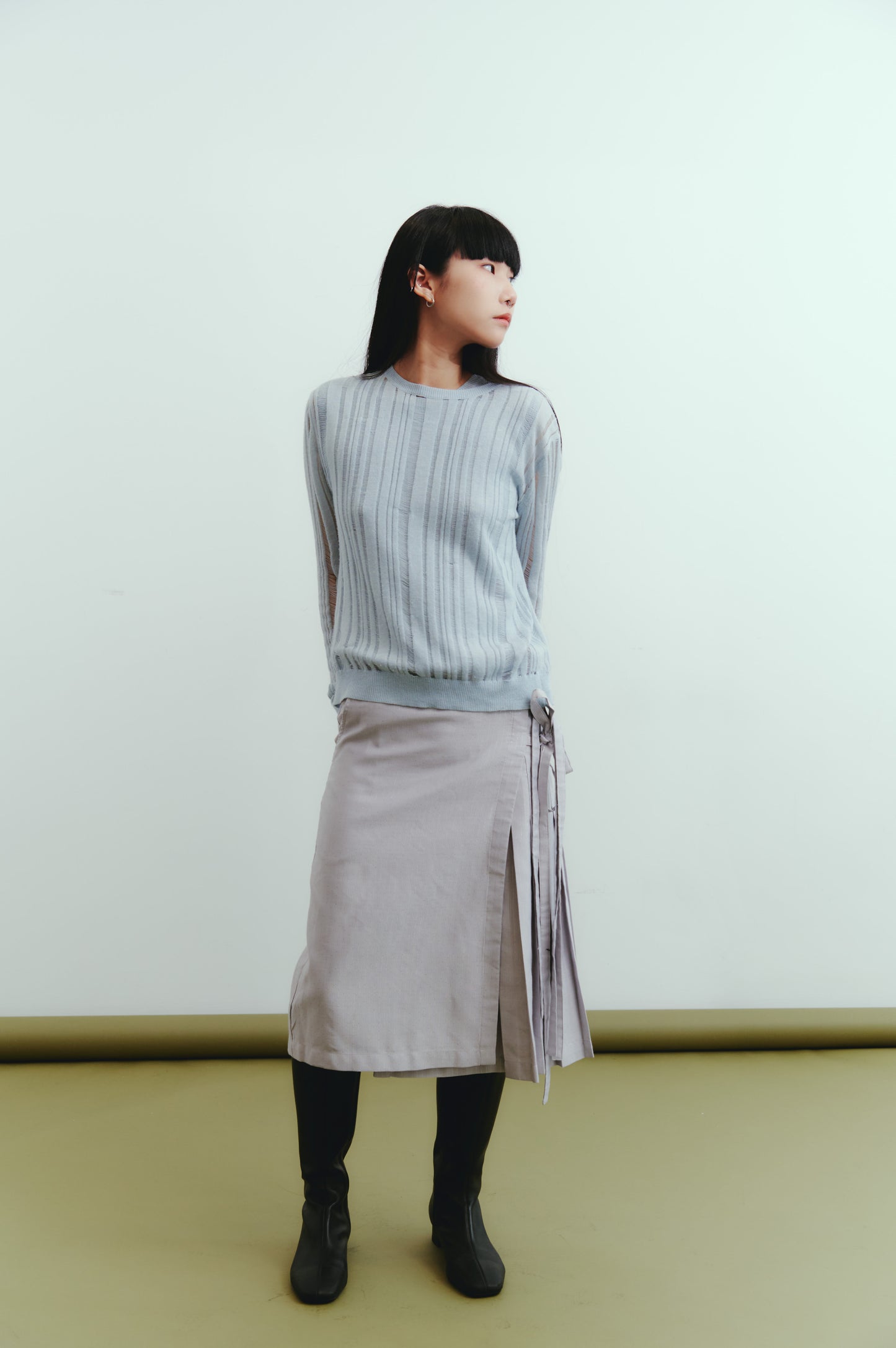 Pleated apron skirt